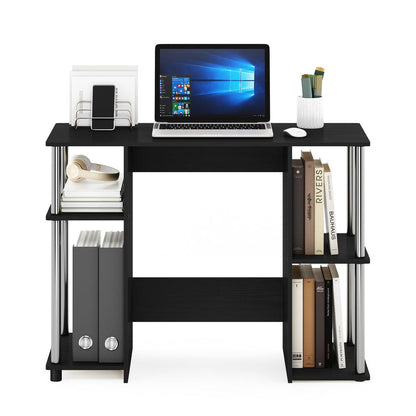 Furinno 15112 JAYA Compact Computer Study Desk, Americano, Stainless Steel Tubes