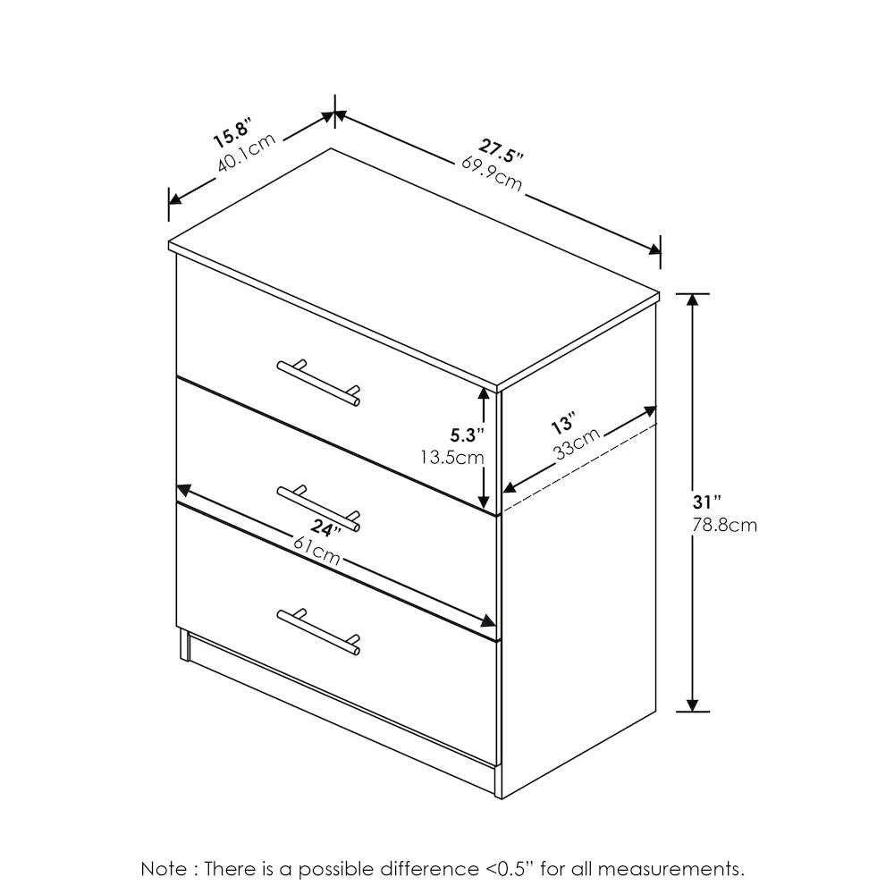 Simple Design 4-Drawer Chest Drawer, Dresser with Handle, Americano