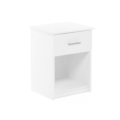 Furinno Tidur Nightstand with Handle with One Drawer, Solid White