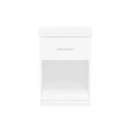 Furinno Tidur Nightstand with Handle with One Drawer, Solid White