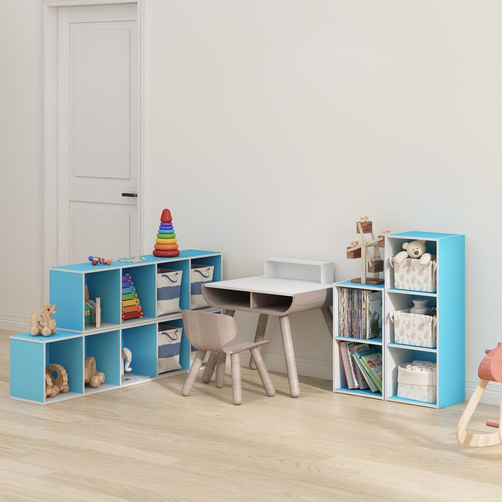 Furinno Pasir 5-Tier Open Shelf Bookcase, Light Blue/White