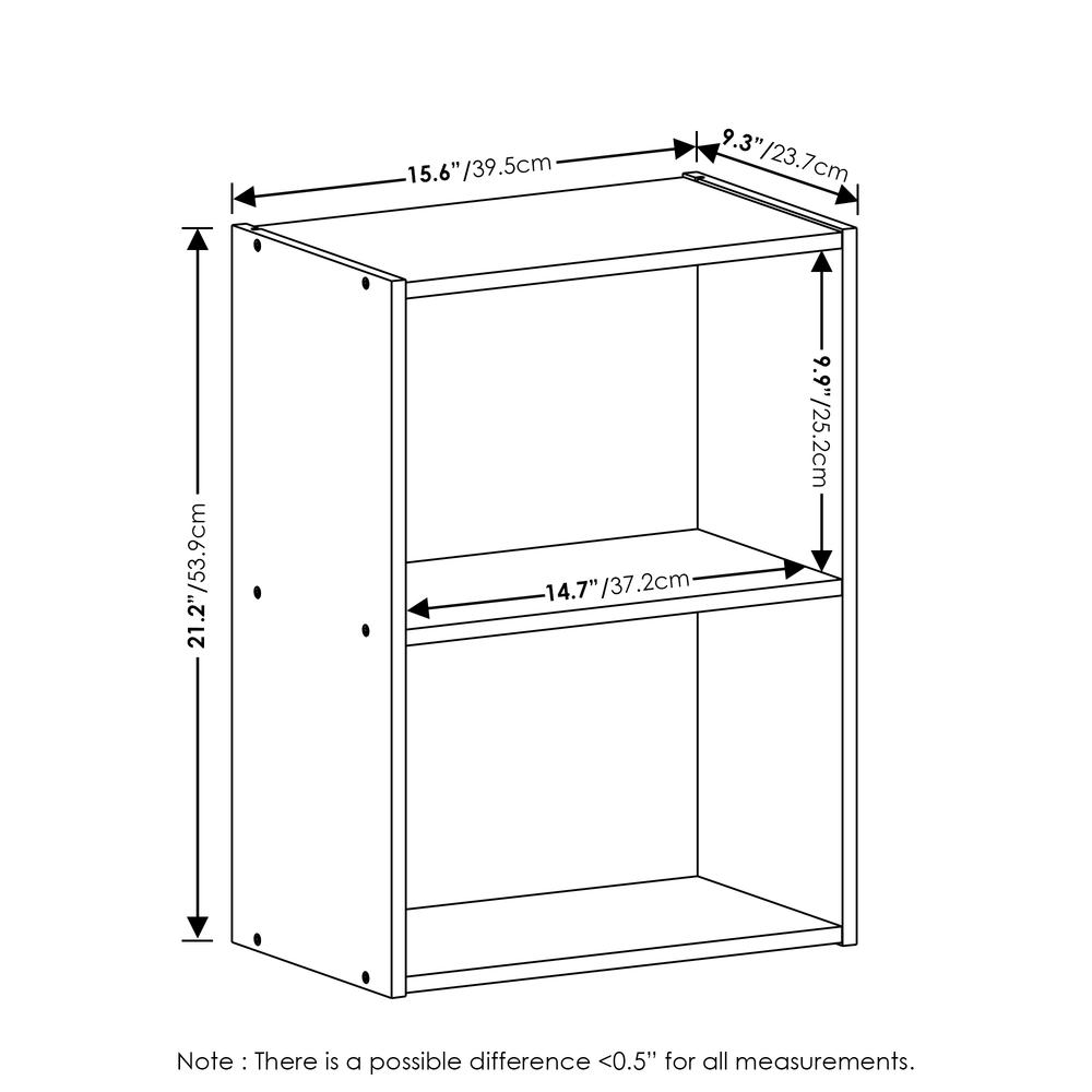 Furinno Luder 2-Tier Open Shelf Bookcase, White