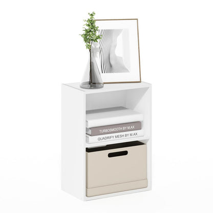 Furinno Luder 2-Tier Open Shelf Bookcase, White