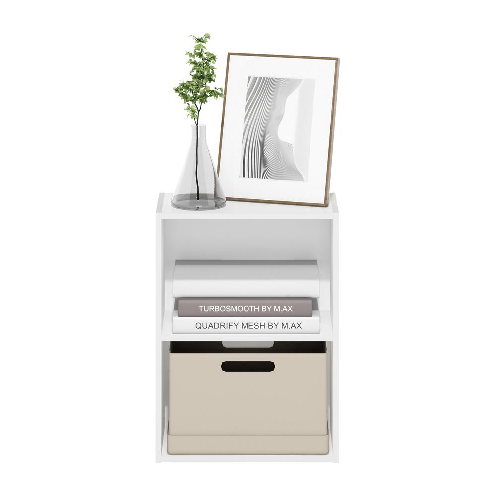Furinno Luder 2-Tier Open Shelf Bookcase, White