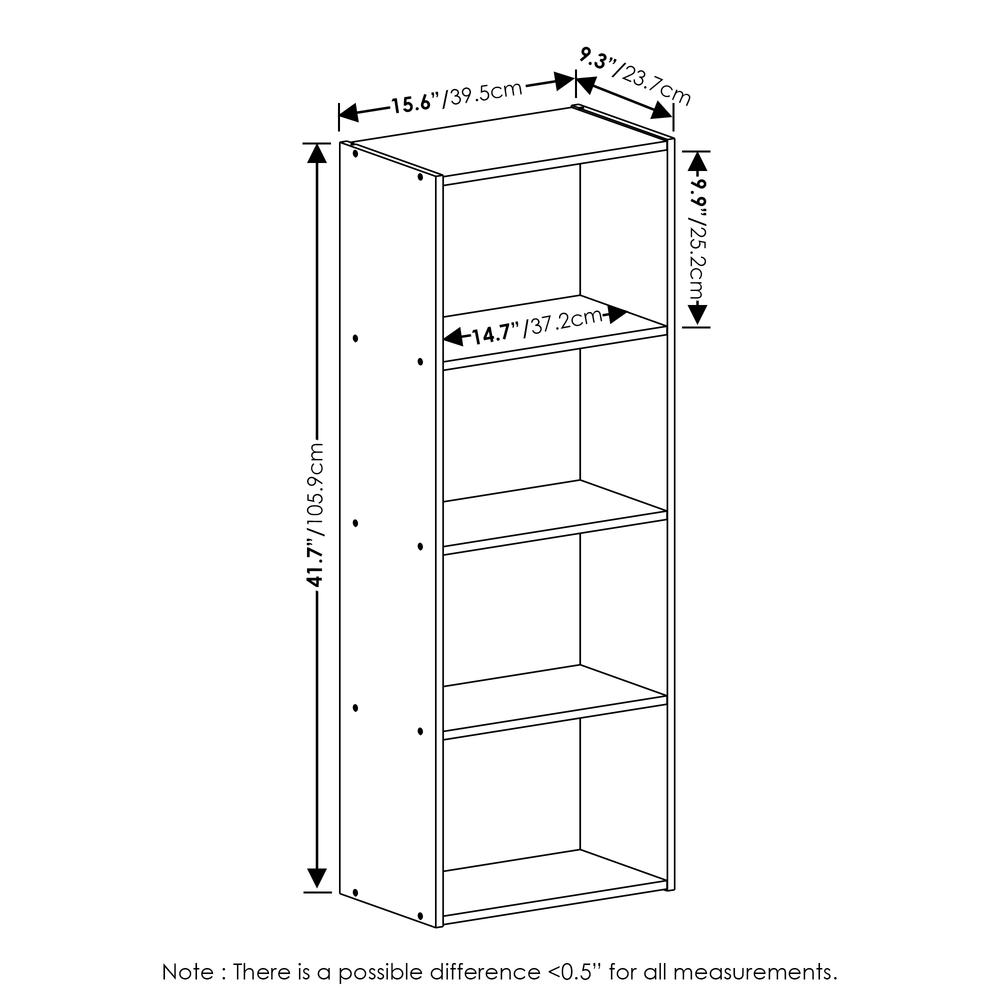 Furinno Luder 4-Tier Open Shelf Bookcase, White