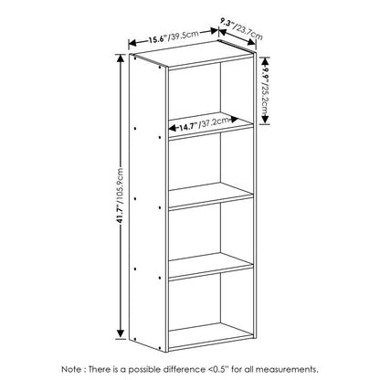 Furinno Luder 4-Tier Open Shelf Bookcase, White