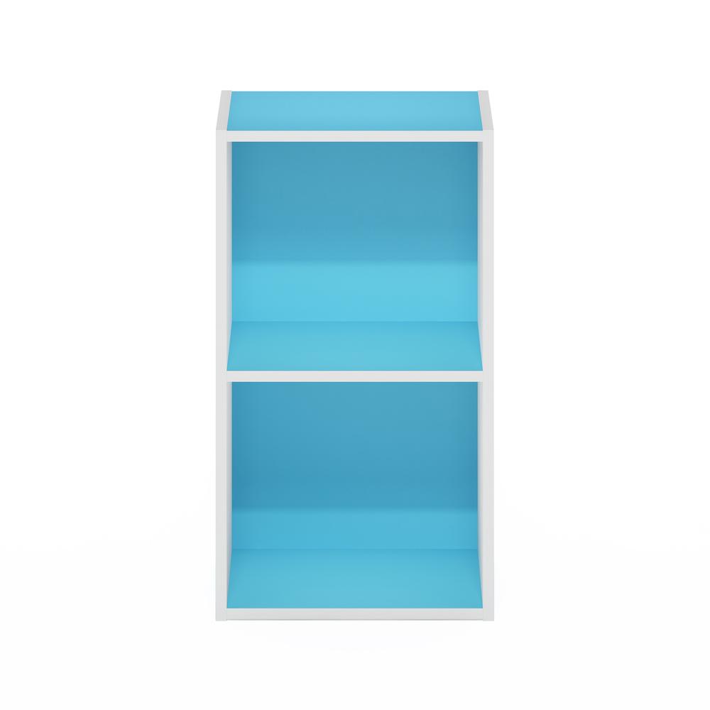 Furinno Pasir 2-Tier Open Shelf Bookcase, Light Blue/White