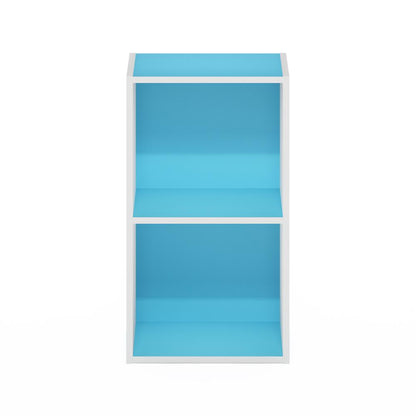 Furinno Pasir 2-Tier Open Shelf Bookcase, Light Blue/White