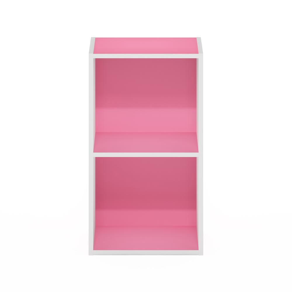 Furinno Pasir 2-Tier Open Shelf Bookcase, Pink/White