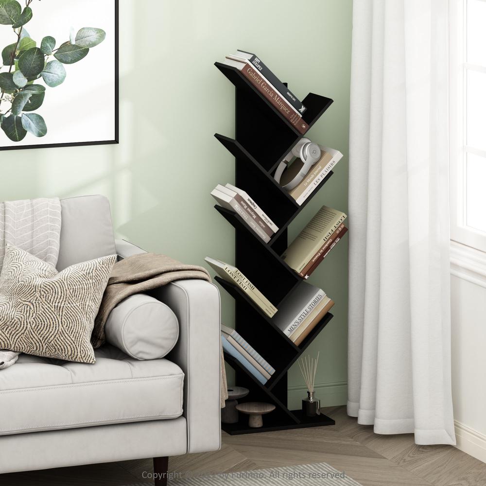 Tree Bookshelf 9-Tier Floor Standing Tree Bookcase, Espresso
