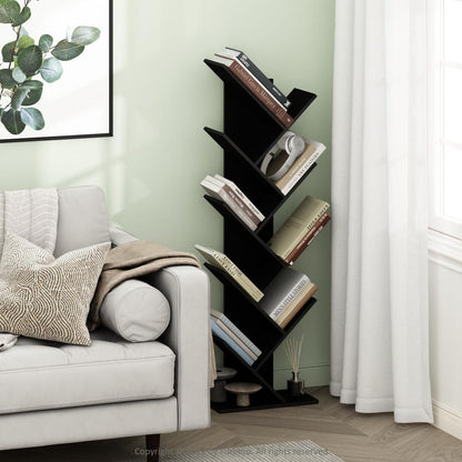 Tree Bookshelf 9-Tier Floor Standing Tree Bookcase, Espresso