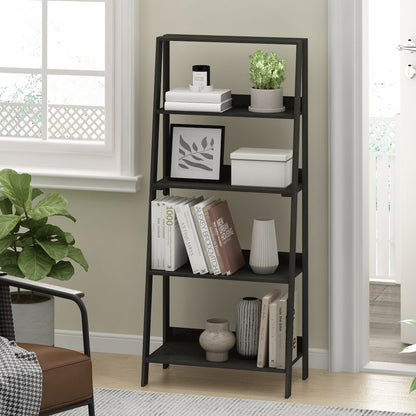 5-Tier Ladder Shelf, Bookshelf, Display Storage Shelves, Black Espresso