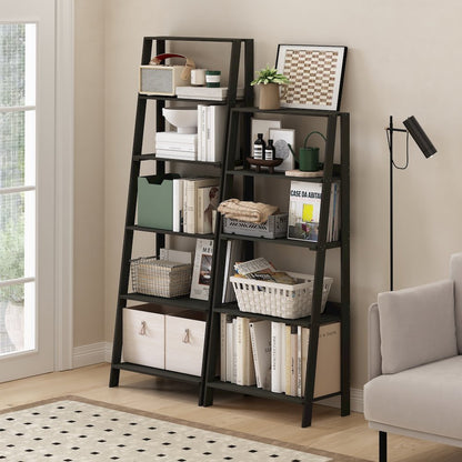 5-Tier Ladder Shelf, Bookshelf, Display Storage Shelves, Black Espresso