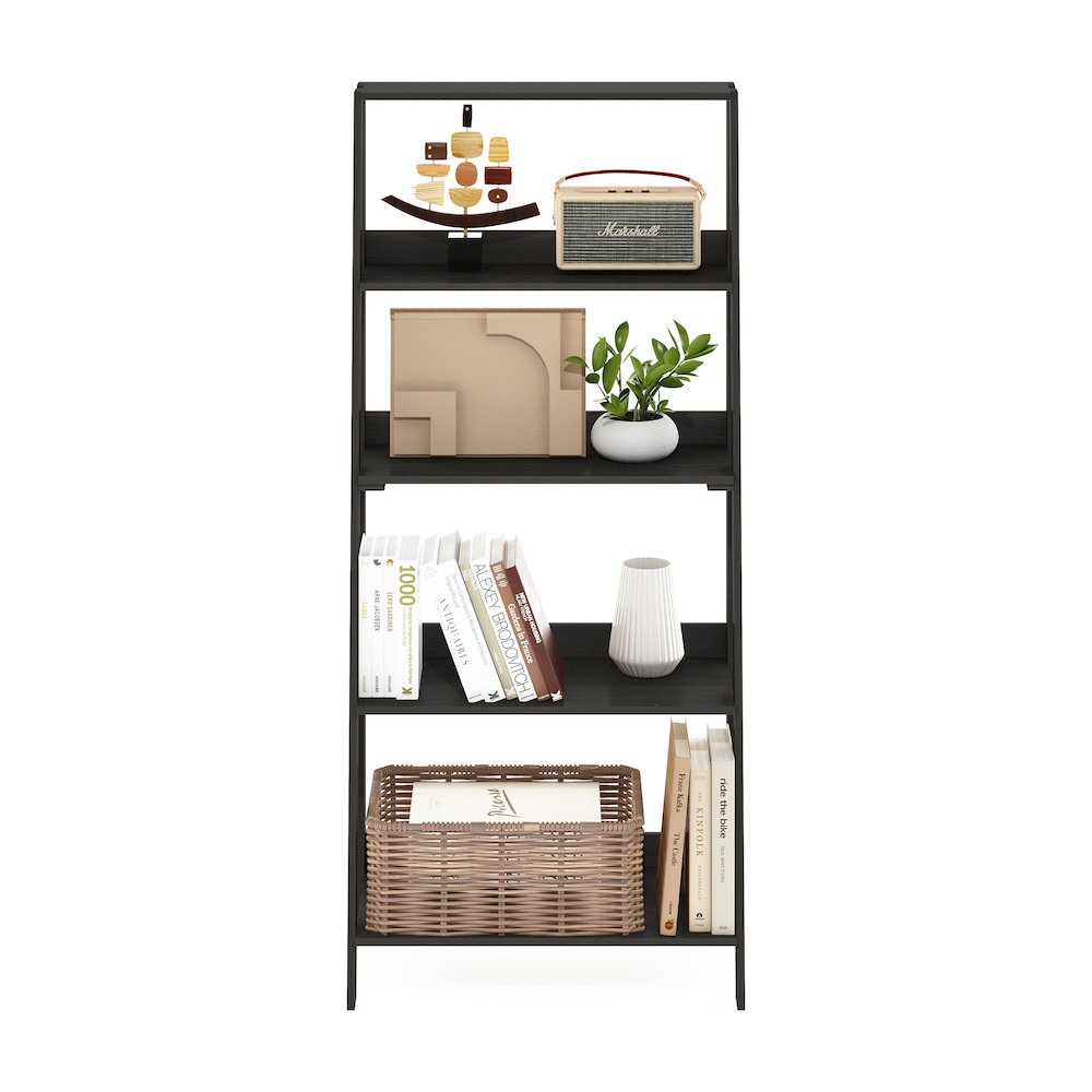 5-Tier Ladder Shelf, Bookshelf, Display Storage Shelves, Black Espresso