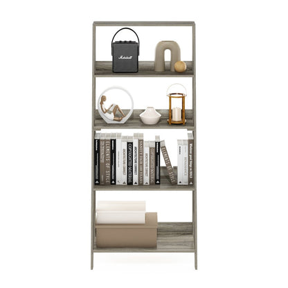 5-Tier Ladder Shelf, Bookshelf, Display Storage Shelves, Grey Oak