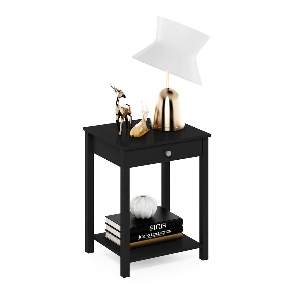 Furinno Classic Side Table with Drawer, Americano