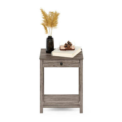 Furinno Classic Side Table with Drawer, Rustic Oak