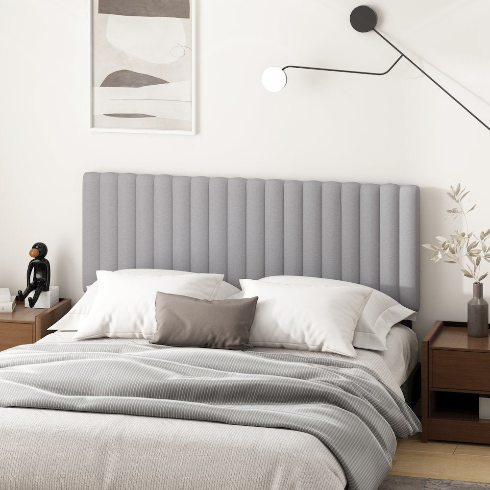 ROANNE Queen Headboard, Upholstered Tufted Headboard, for Bedroom, Light Grey