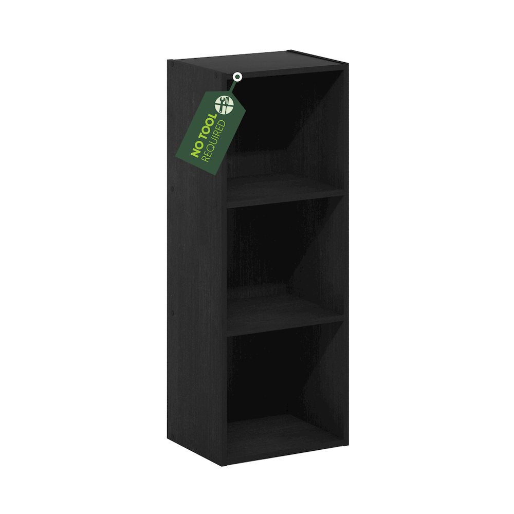 3-Tier Open Shelves Bookshelf, Bookcase, Darkwood