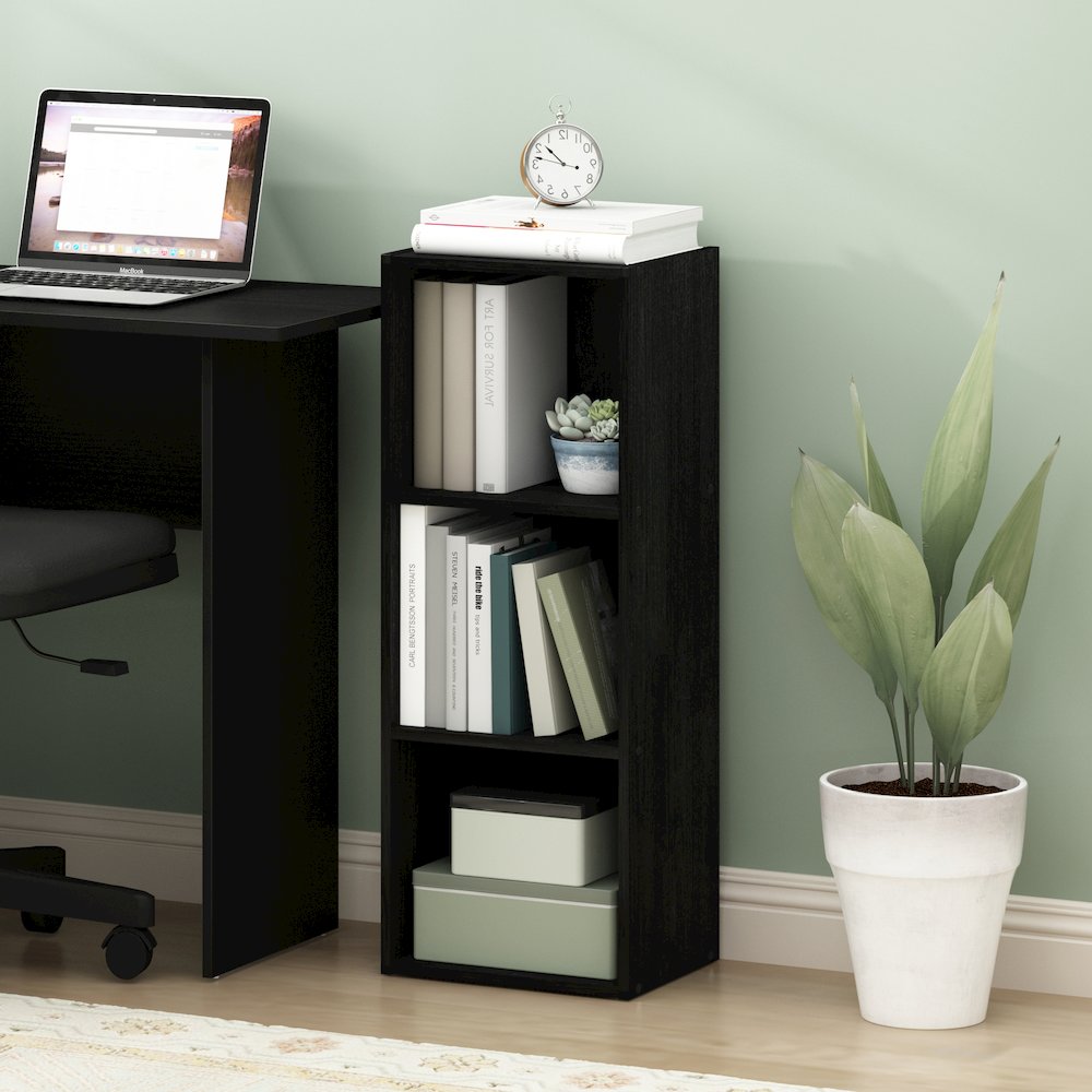 3-Tier Open Shelves Bookshelf, Bookcase, Darkwood