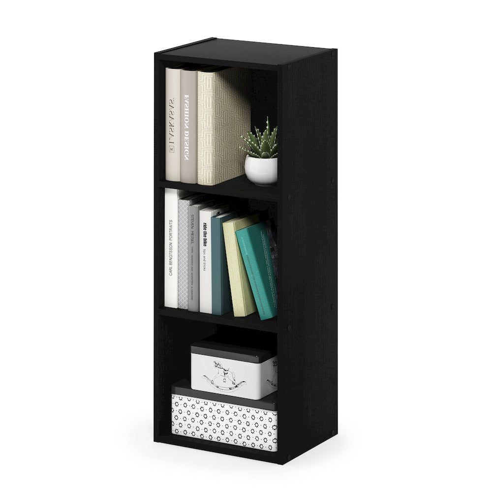 3-Tier Open Shelves Bookshelf, Bookcase, Darkwood