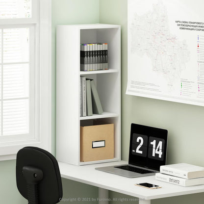 Furinno Pasir 3-Tier No Tool Assembly Open Shelf Bookcase, White