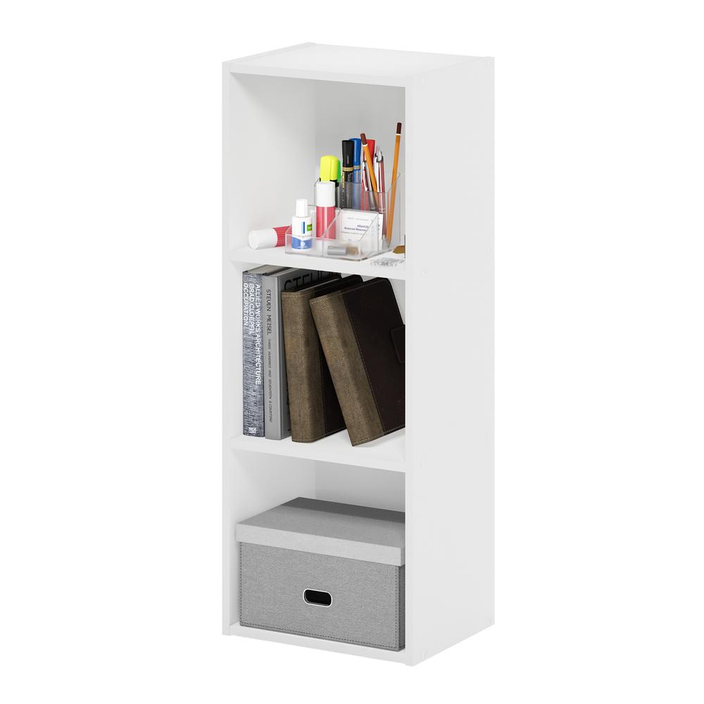 Furinno Pasir 3-Tier No Tool Assembly Open Shelf Bookcase, White