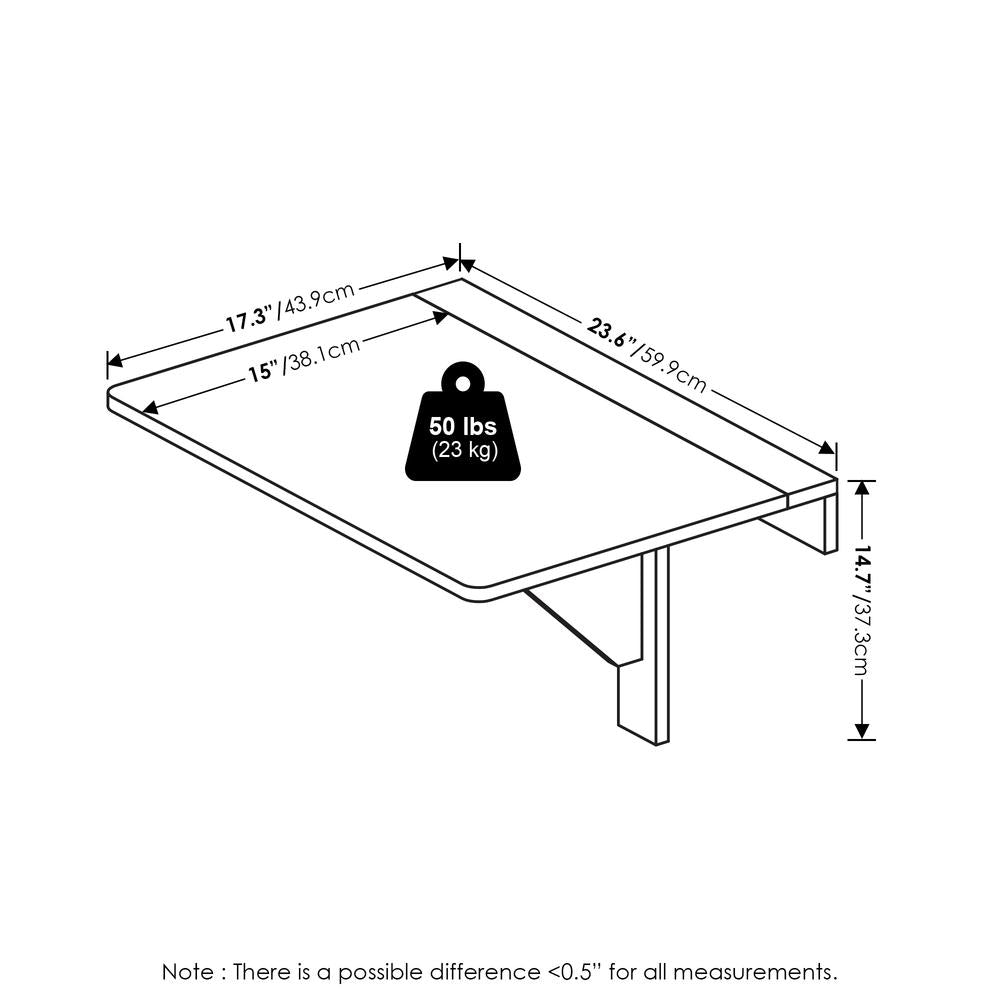 Furinno Hermite Wall Mounting Folding Table, White