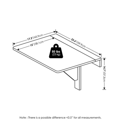 Furinno Hermite Wall Mounting Folding Table, White