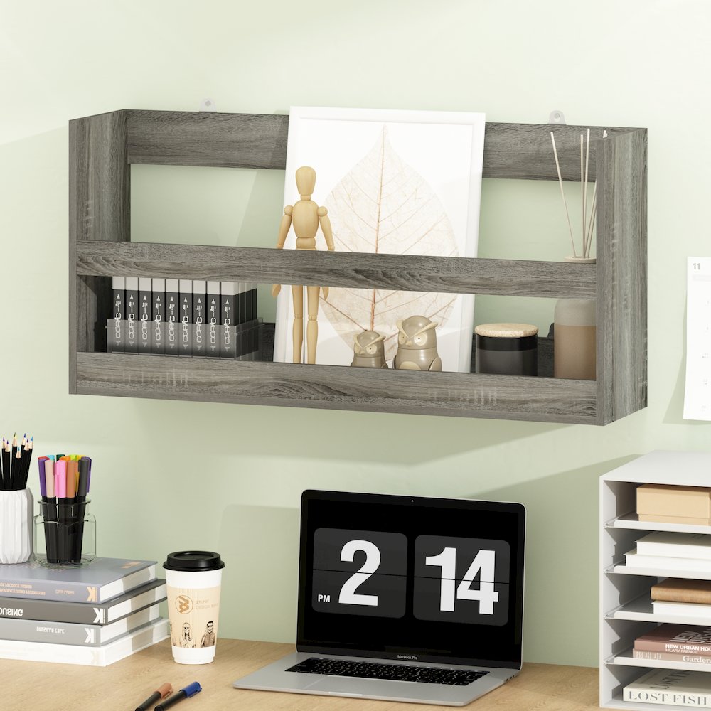 Floating Shelves for Wall, Wall Mounted Shelves, Grey Oak