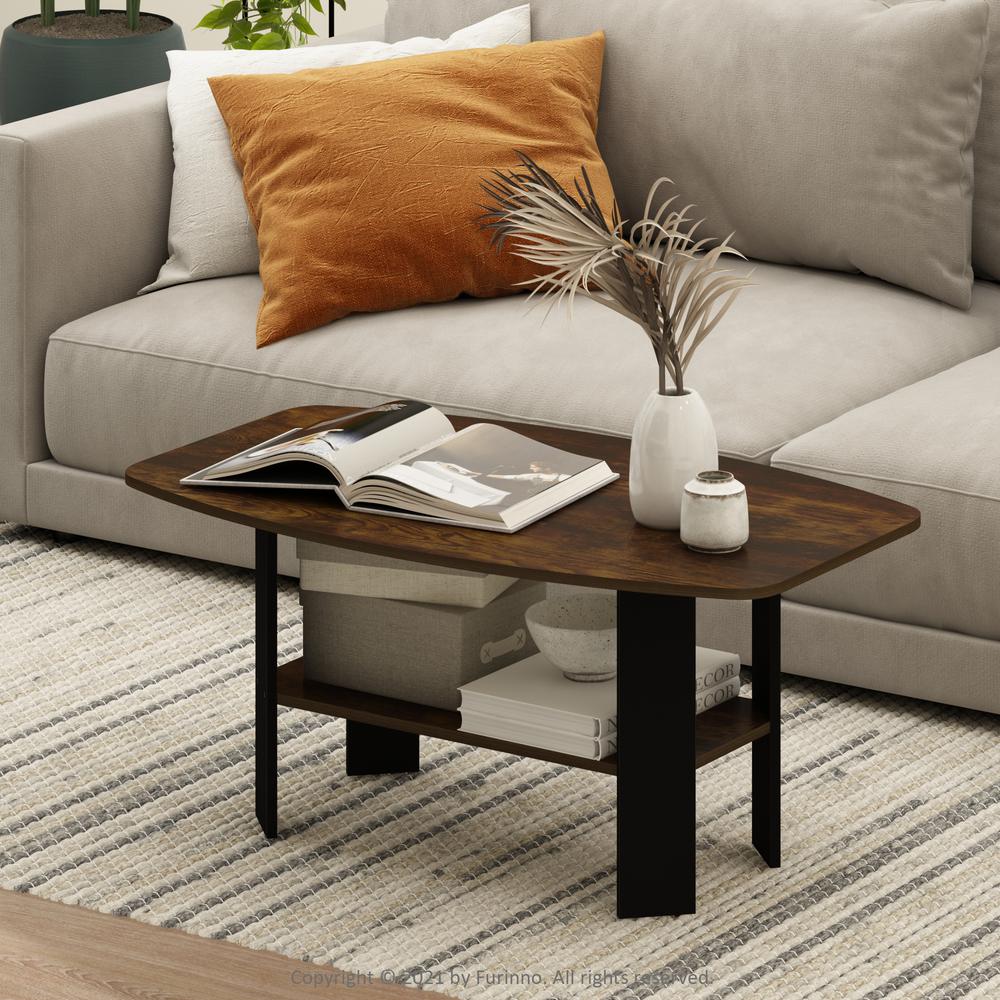 Simple Design Coffee Table, Amber Pine/Black