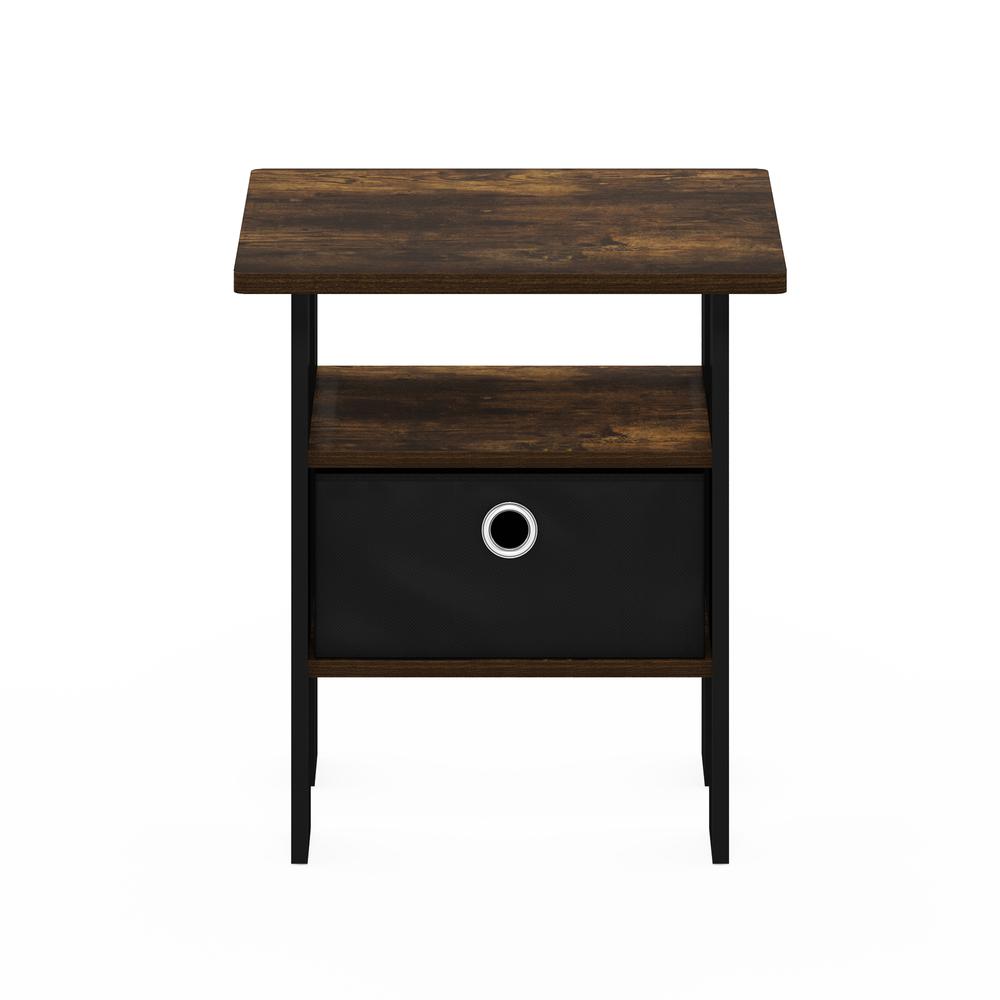 Furinno Andrey End Table Nightstand with Bin Drawer, Amber Pine/Brown