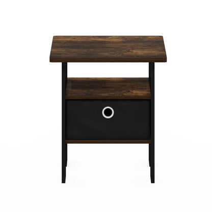 Furinno Andrey End Table Nightstand with Bin Drawer, Amber Pine/Brown