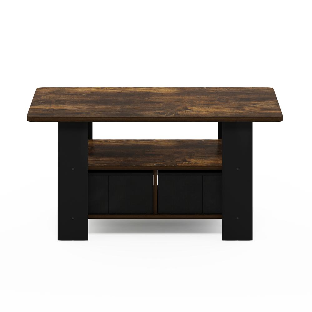 Andrey Coffee Table with Bin Drawer, Amber Pine/Black