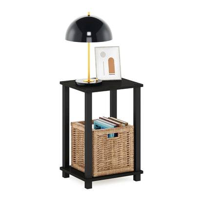 Simplistic Compact Bedside Table, Nightstand, Black Espresso/Black