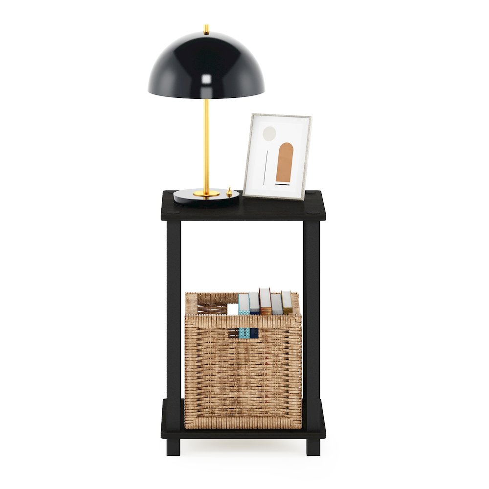 Simplistic Compact Bedside Table, Nightstand, Black Espresso/Black