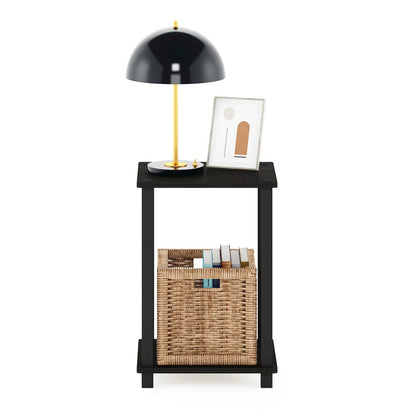 Simplistic Compact Bedside Table, Nightstand, Black Espresso/Black