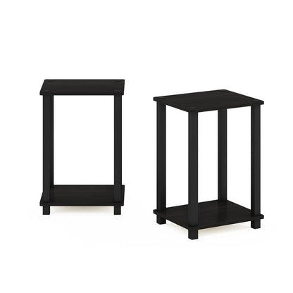 Simplistic End Table, Small, Set of 2, Espresso/Black