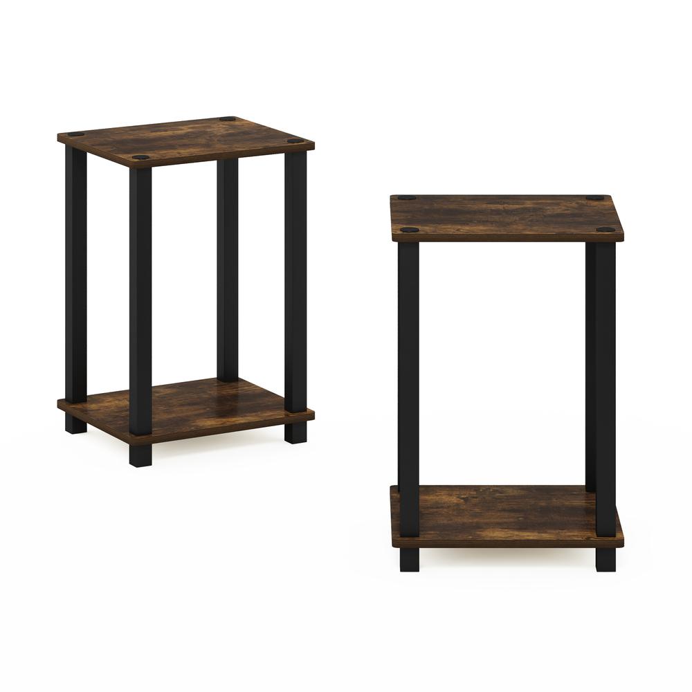 Simplistic End Table, Small, Set of 2, Amber Pine/Black