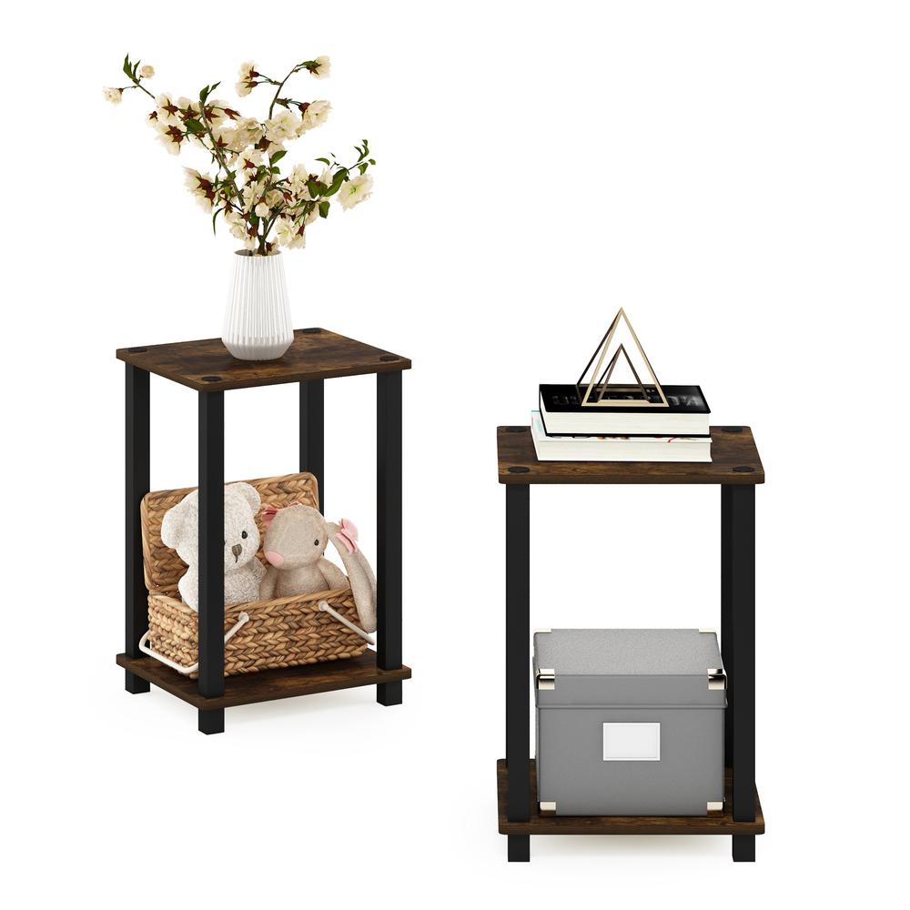Simplistic End Table, Small, Set of 2, Amber Pine/Black