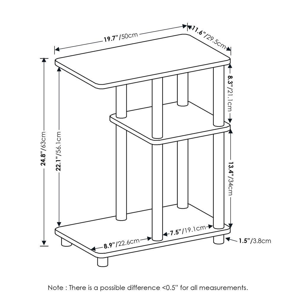 Furinno Turn-N-Tube C Shape Sofa Side Table, Espresso/Black