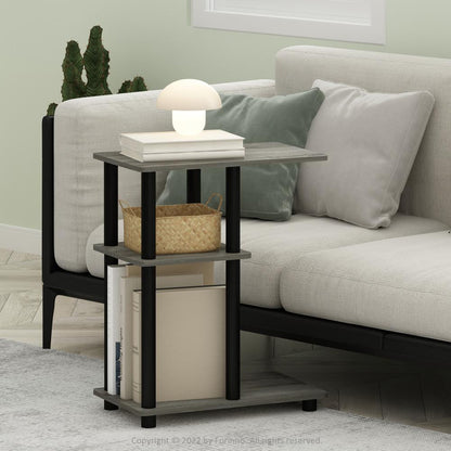 Furinno Turn-N-Tube C Shape Sofa Side Table, French Oak/Black