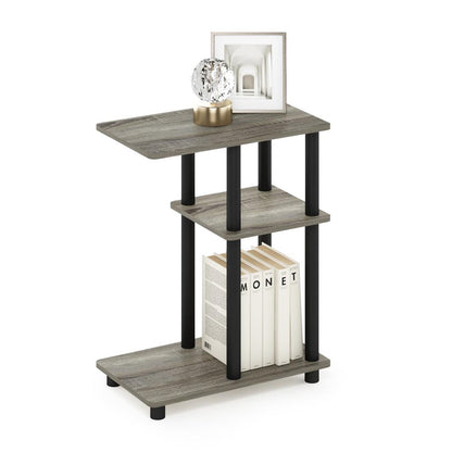 Furinno Turn-N-Tube C Shape Sofa Side Table, French Oak/Black
