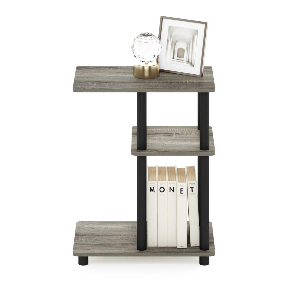 Furinno Turn-N-Tube C Shape Sofa Side Table, French Oak/Black