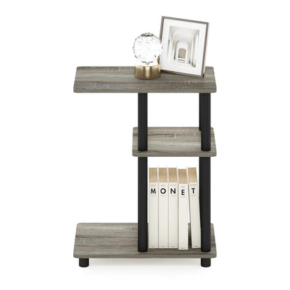 Furinno Turn-N-Tube C Shape Sofa Side Table, French Oak/Black