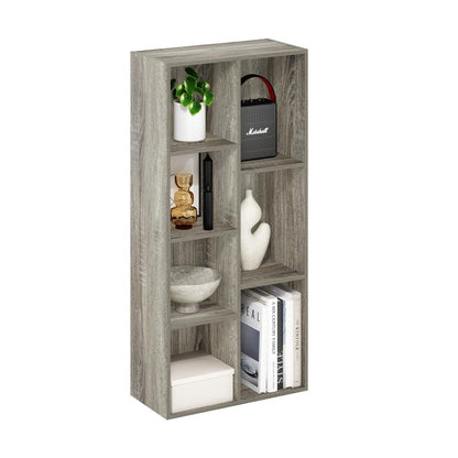 Furinno Luder 7-Cube Reversible Open Shelf, French Oak