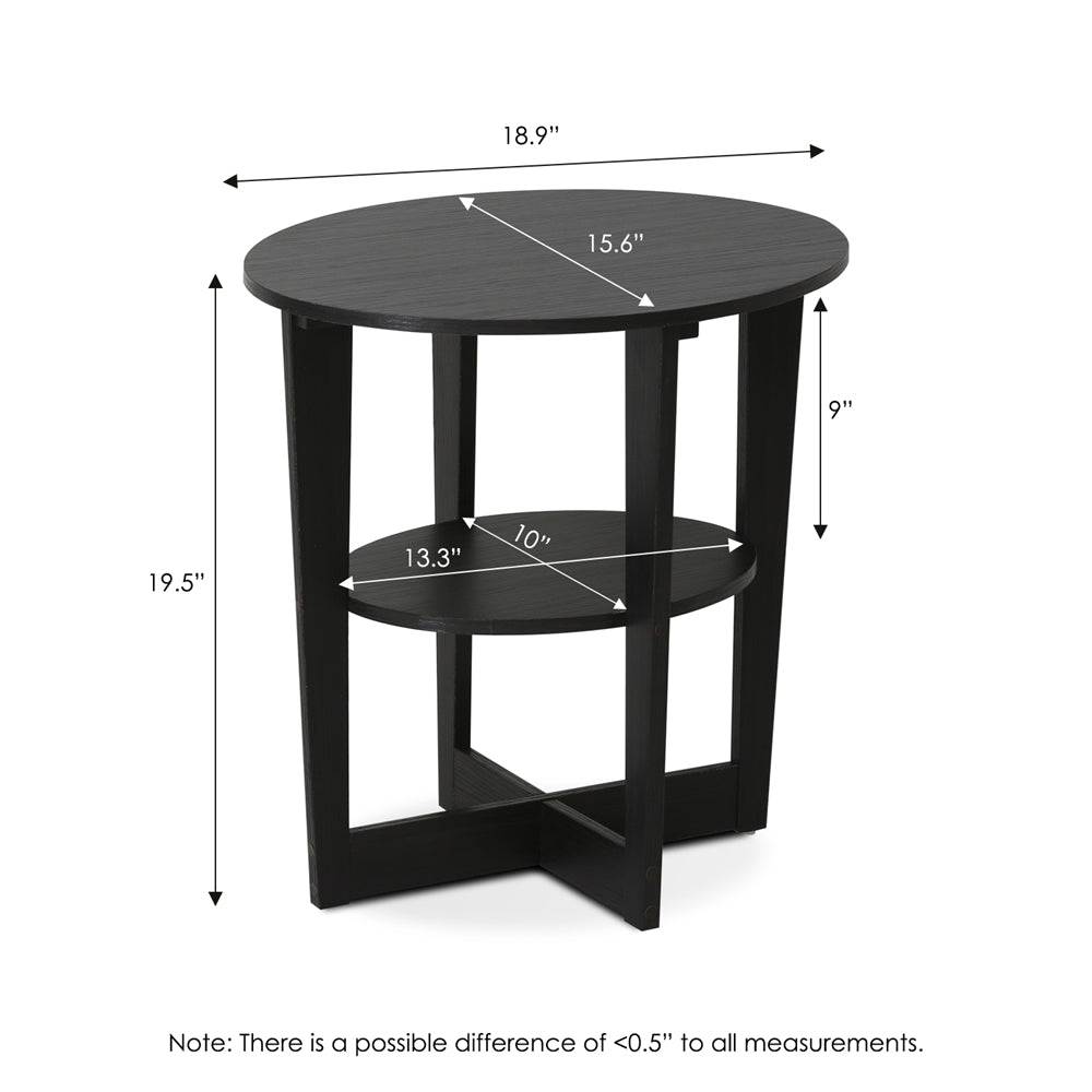 Round End Table, Set of Two, Walnut