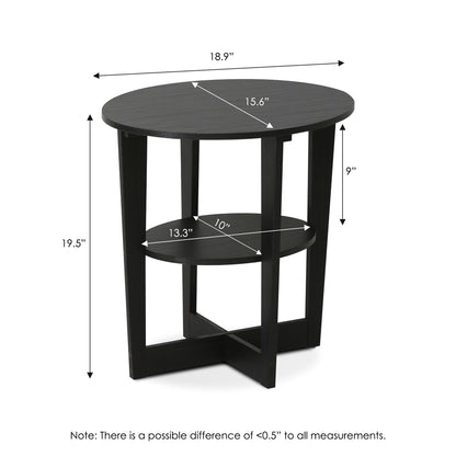 Round End Table, Set of Two, Walnut