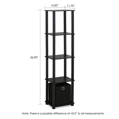 TNT No Tools 5-Tier Display Decorative Shelf with One Bin, Black,