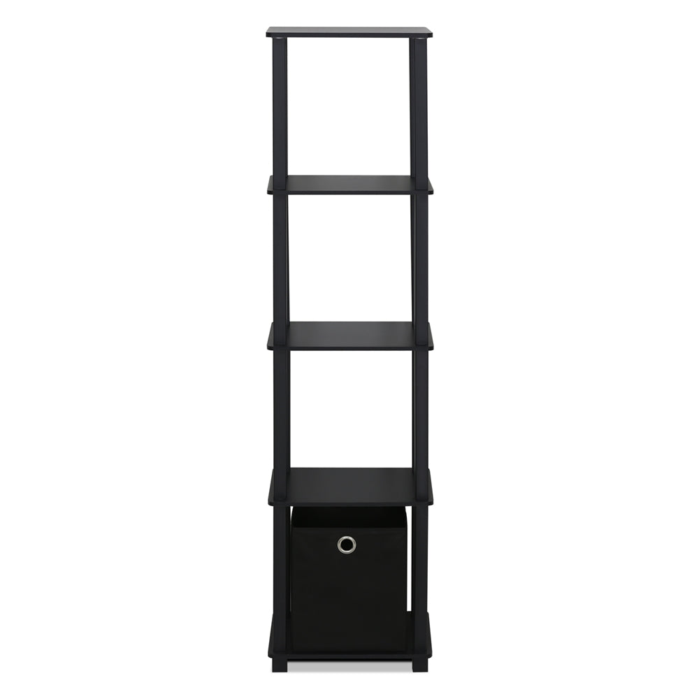 TNT No Tools 5-Tier Display Decorative Shelf with One Bin, Black,